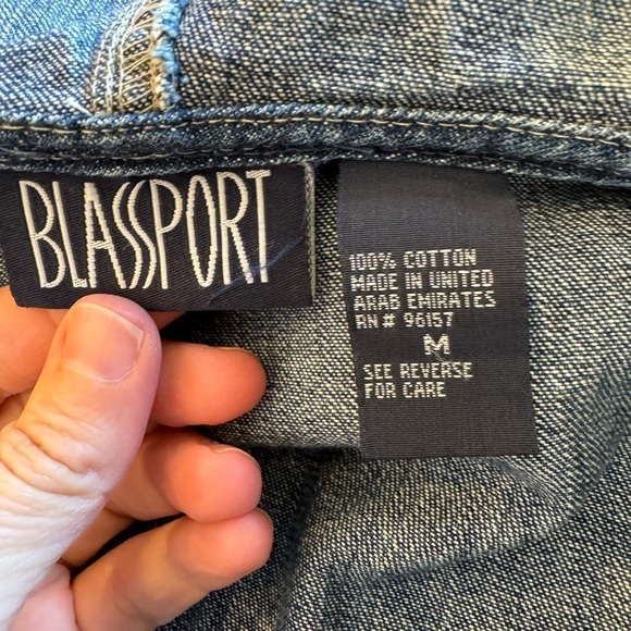 Vintage Bill Blass Hooded Denim Zip Front Jacket / Pockets / Medium - Picture 4 of 12